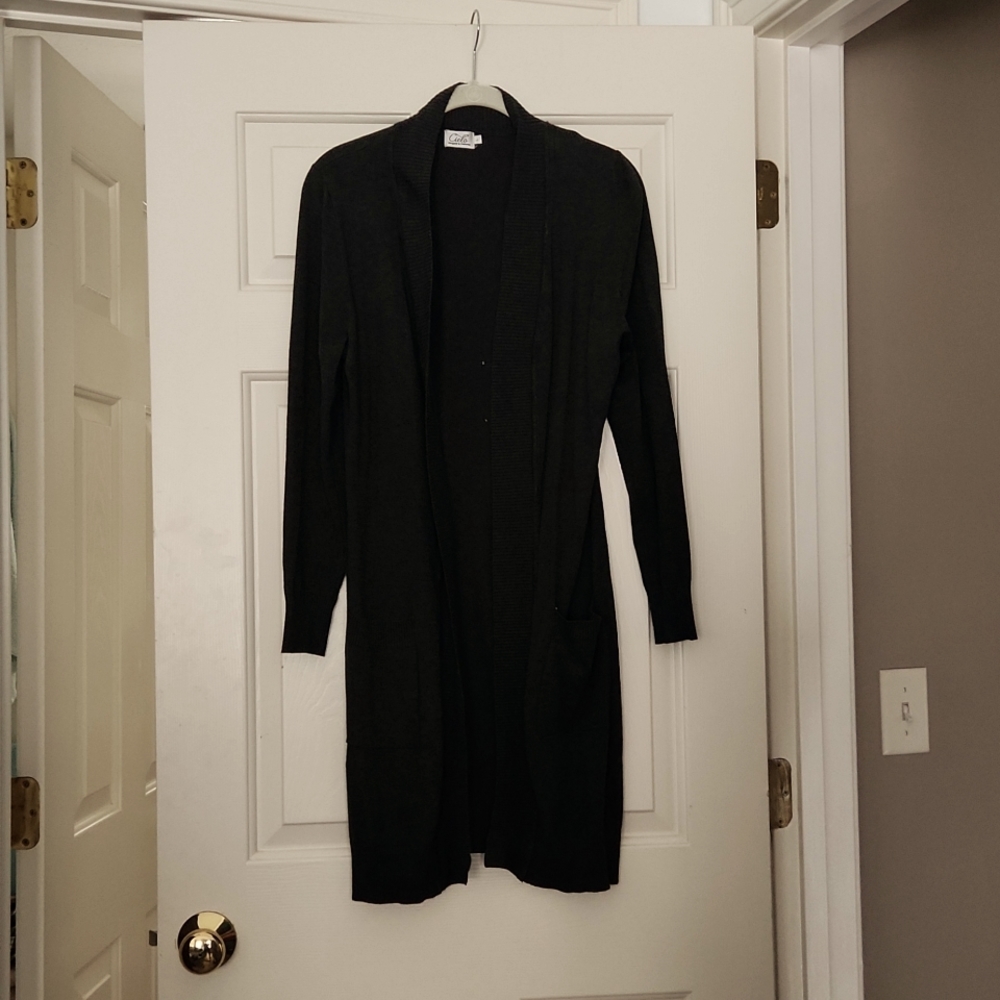 Cielo large charcoal gray open cardigan